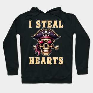 I Steal Hearts Valentines Day  Pirate Skull Valentine Celebration Hoodie